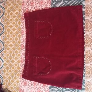 Burgundy suede mini skirt